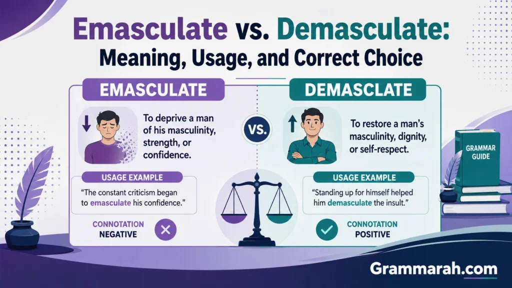 Emasculate vs. Demasculate: Meaning, Usage, and Correct Choice
