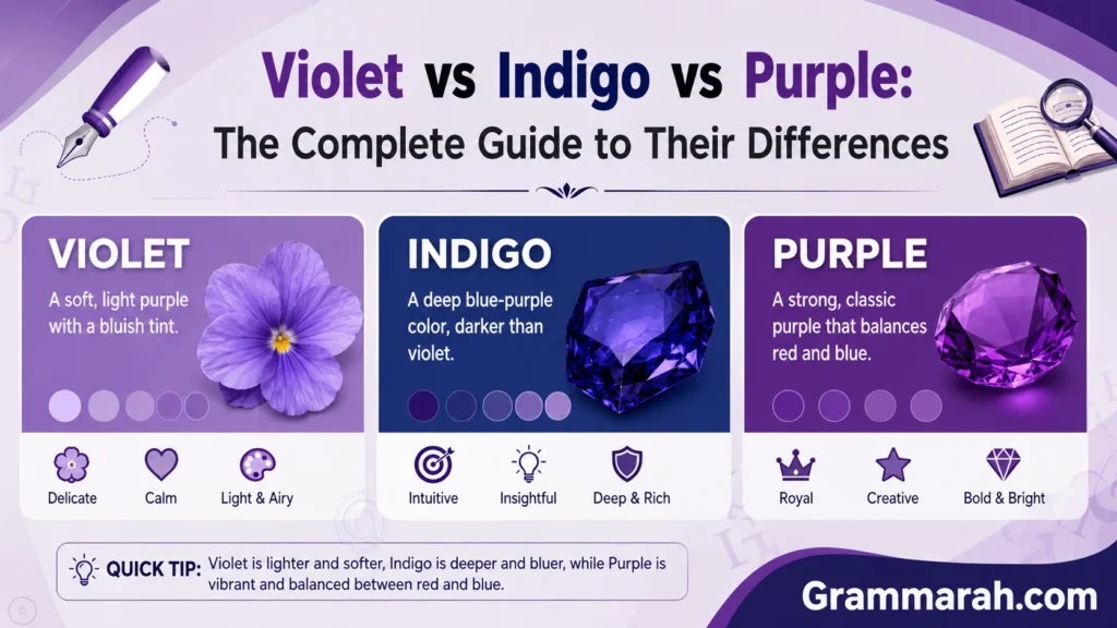 Violet vs Indigo vs Purple: The Complete Guide to Their Differences